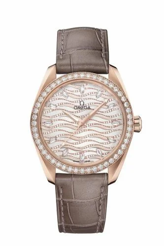Omega Seamaster Aqua Terra 150M Master Chronometer 38 Sedna Gold / Diamond / Wave Diamond / Alligator 220.58.38.20.99.006 (22058382099006)